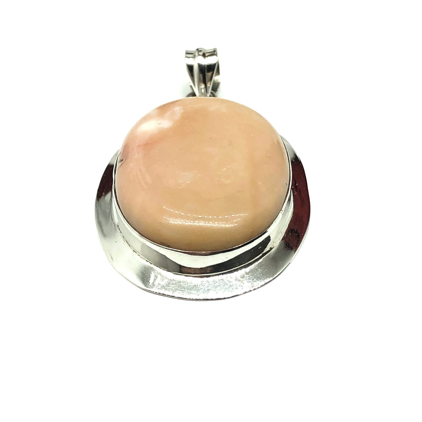 Jewelry | Big Sterling Silver Coral Oval Stone Pendant