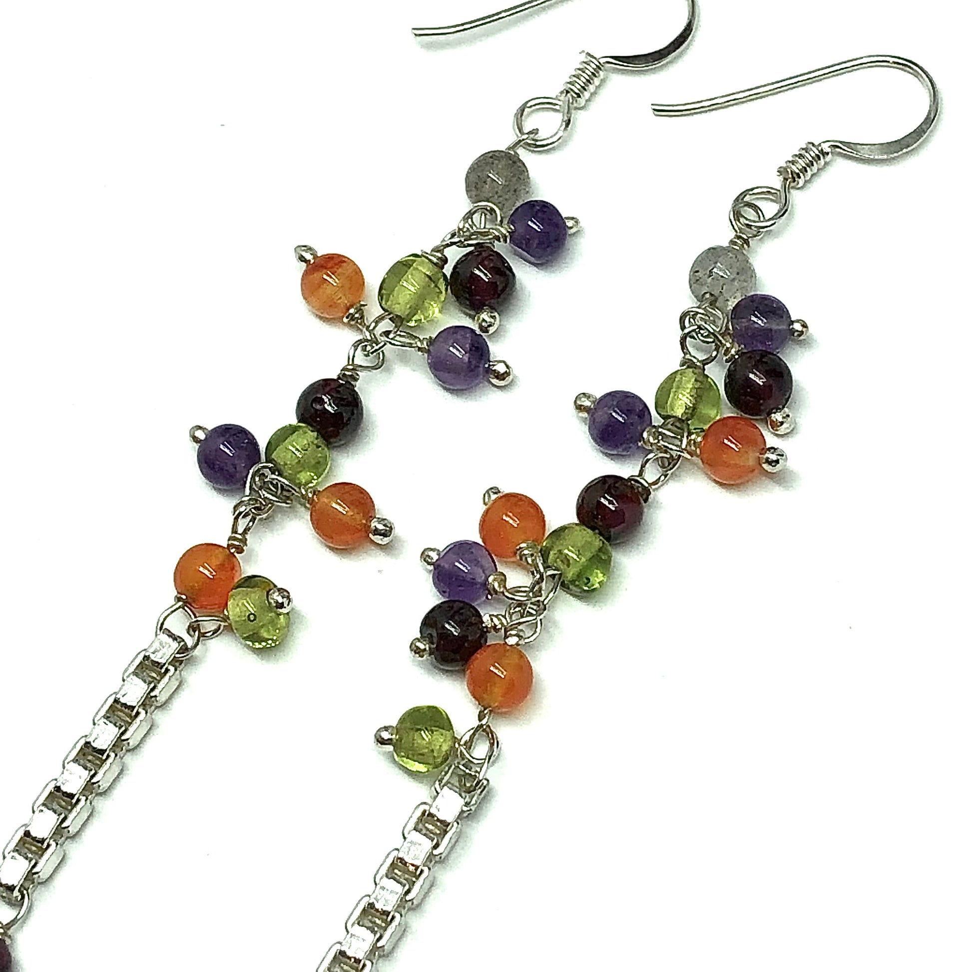 Jewelry | Long Sterling Silver Gem Dangle Earrings