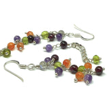 Womens Long Sterling Silver Party Color Beaded Gemstone Linear Earrings | Discount Fine Fashion Jewelry Online