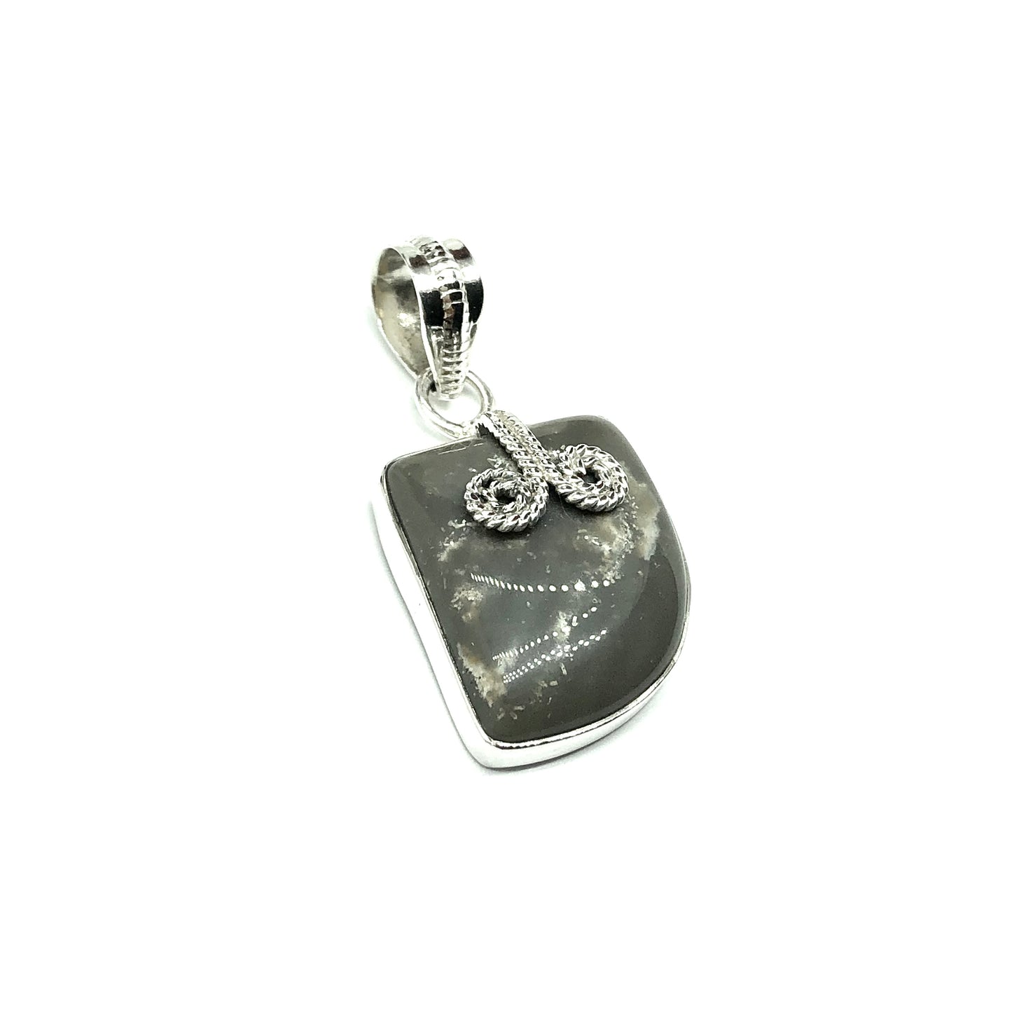 Jewelry | 925 Sterling Silver Pendant Edgy Asymmetrical Design Khaki Brown Stone Mens Womens - Blingschlingers.com USA