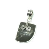 Jewelry > Pendant | Mens Womens Sterling Silver Asymmetrical Khaki Brown Agate Stone Pendant