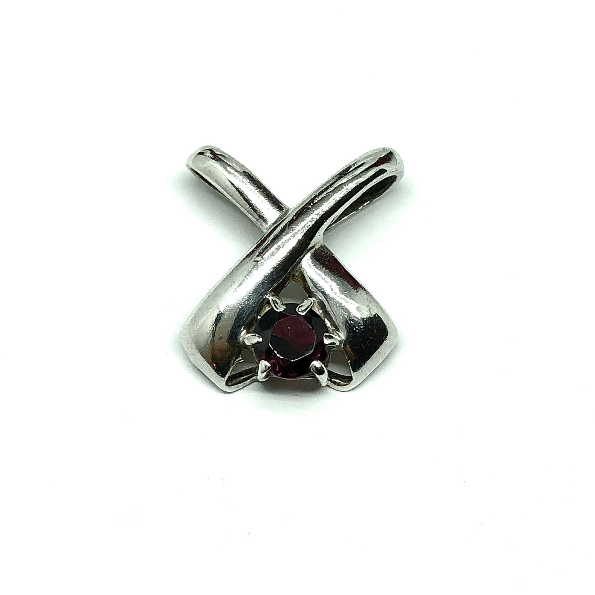Jewelry | 1980s Sterling Silver Crossover Design Garnet Pendant Only - Blingschlingers.com USA