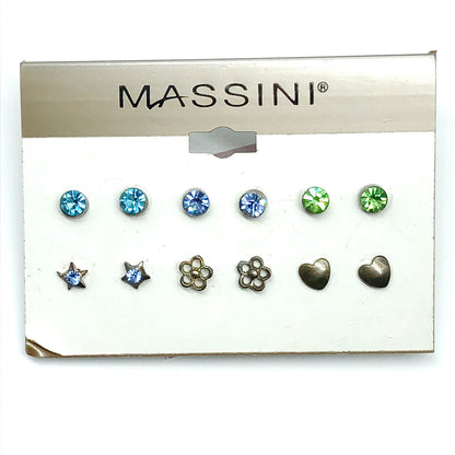 Jewelry | Earrings 6 Assorted Bronzed Classic Crystal Stud Earrings  | Massini 