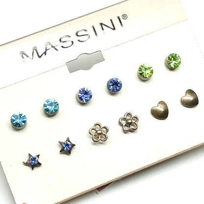 Discount Jewelry | Earrings 6 Assorted Bronzed Classic Crystal Stud Earrings 