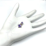 Womens Sterling Silver Purple Cubic Zirconia 2 Stone Design Pendant