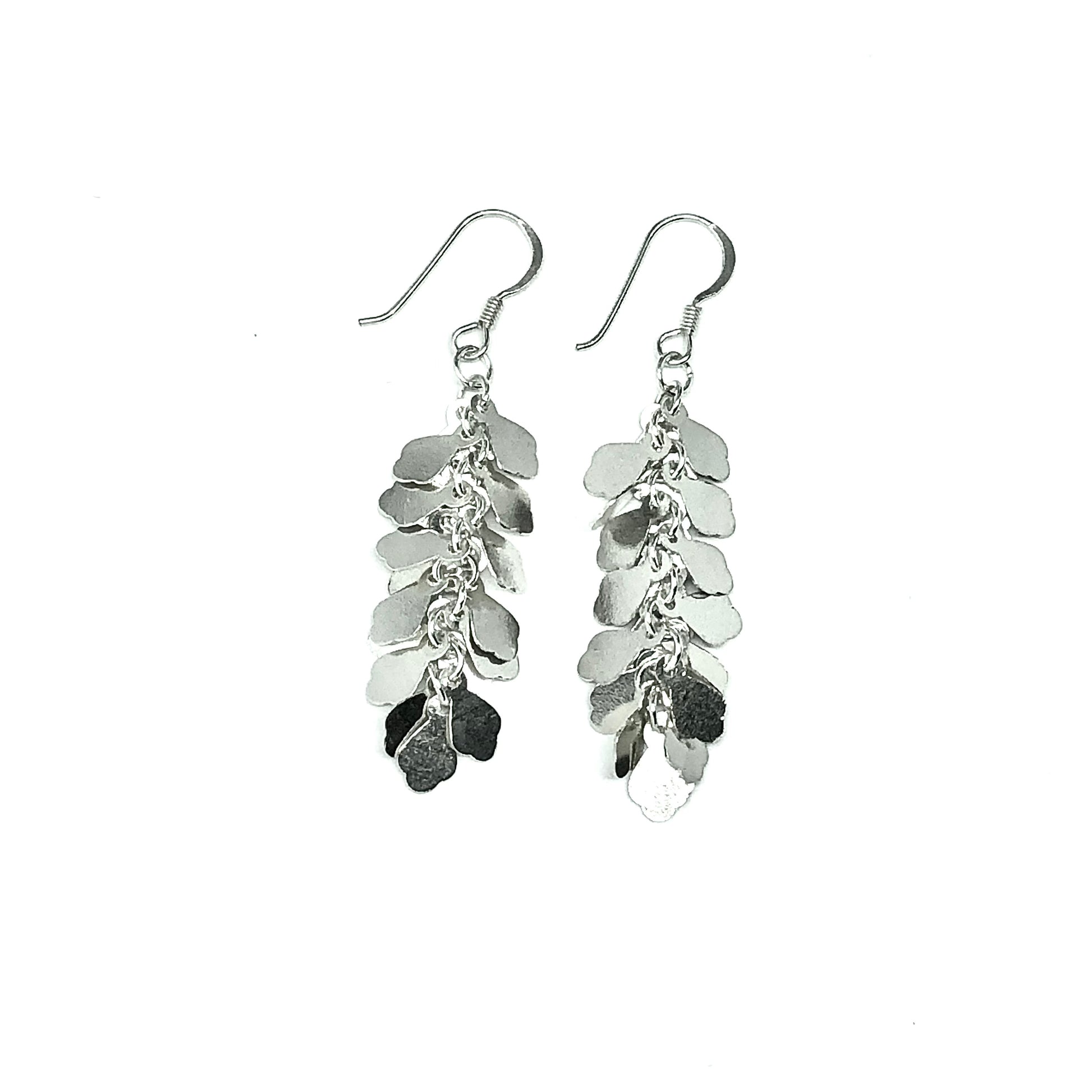 Earrings | Womens 2 1/4" Sterling Silver Waterfall Dangle Earrings