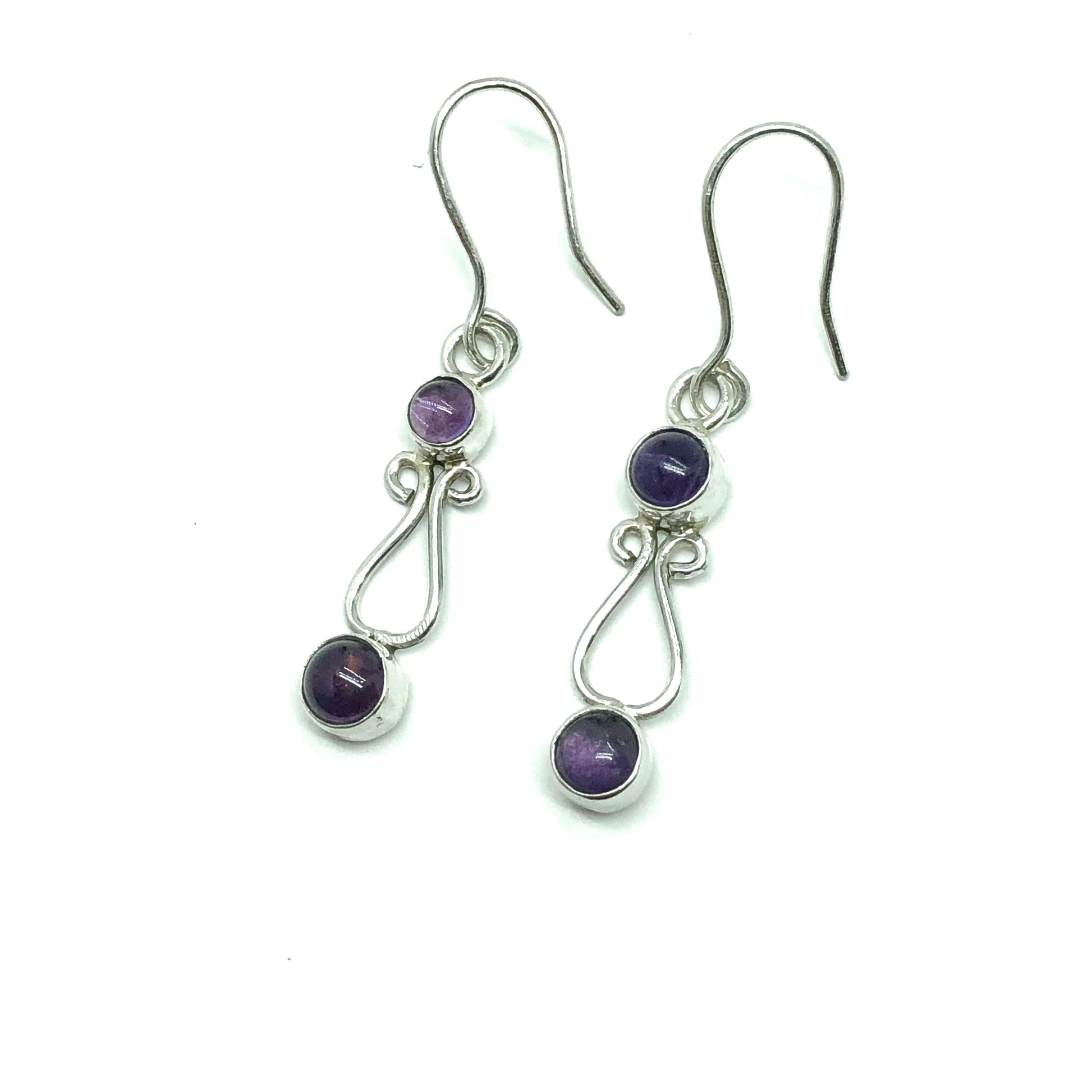 Jewelry | Earrings Sterling Silver Curvaceous Purple Amethyst Gem Dangle Earrings