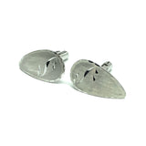 Cufflinks Mens Sterling Silver Paisley Design Brushed Diamond Cut Bullet Back Cufflinks 