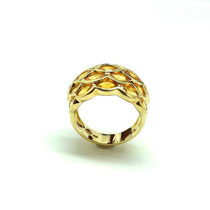 Jewelry Pre-owned | Luxurious Gold Sterling Silver sz9 Citrine Gem Wide Band Ring 
