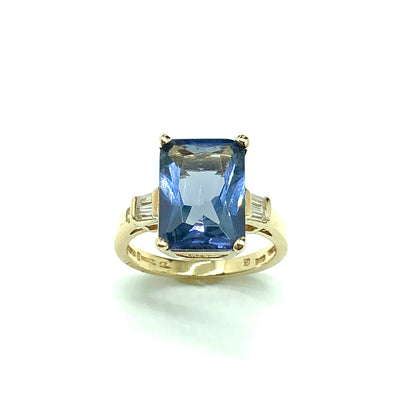 Jewelry | Womens sz9 used Luxe Gold Sterling Silver Iolite Purple Cz Big Stone Ring