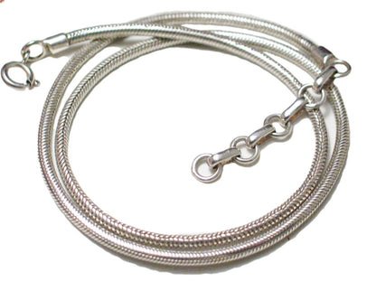 Snake Chain Necklace, Sterling Silver 16-17.5" 2.8mm Round Link Necklace - Blingschlingers Jewelry