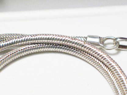 Snake Chain Necklace, Sterling Silver 16-17.5" 2.8mm Round Link Necklace