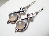 Earrings | Womens Sterling Silver Dusty Rose Quartz Stone Dangle Earrings