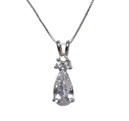 Jewelry Necklace | Womens Sterling Silver 18" Sparkly Tear Drop Cz Pendant Necklace  - Blingschlingers Jewelry