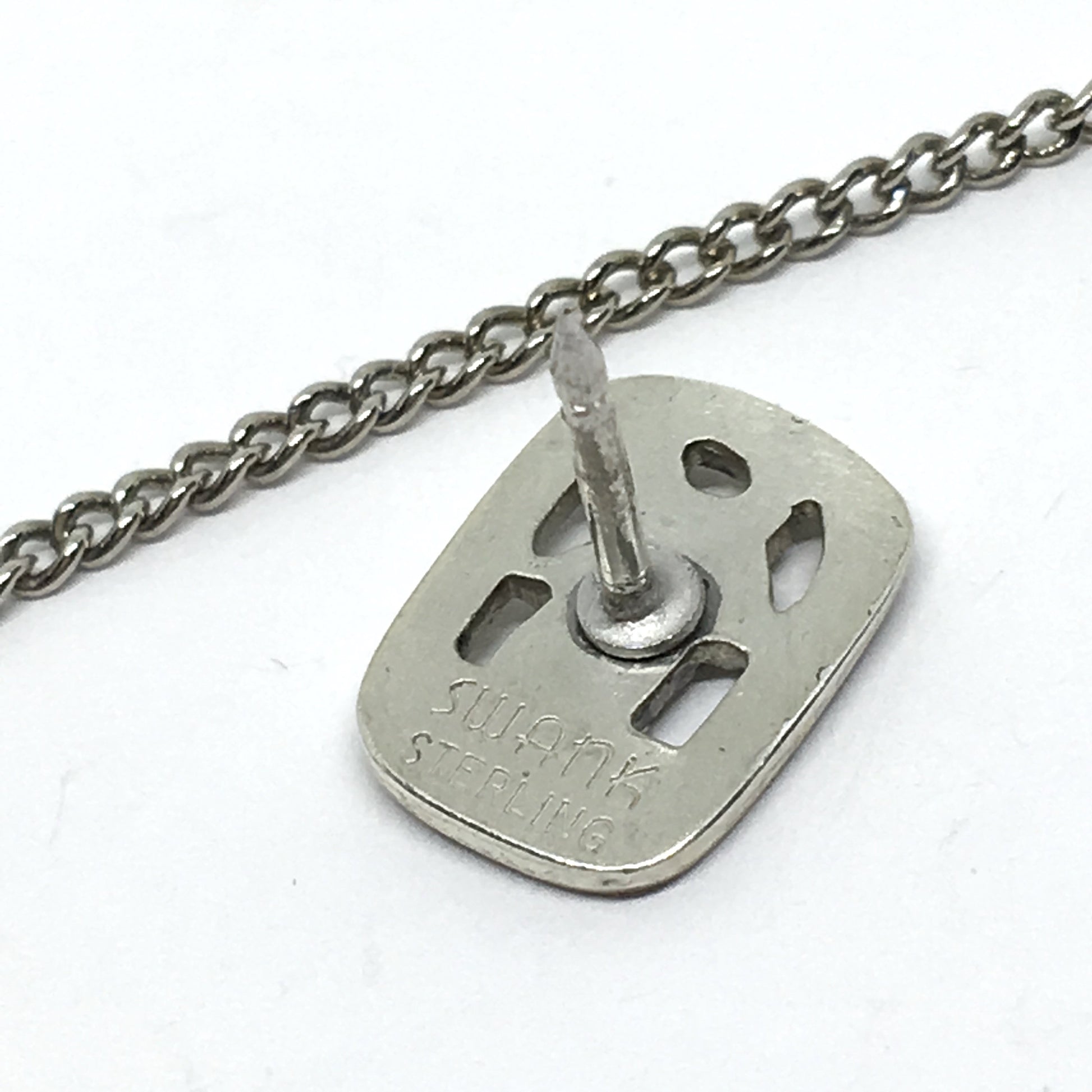 Sterling Silver Tie Tack Pin Religious Man Walking Through Water | w/ Bar Chain Back 