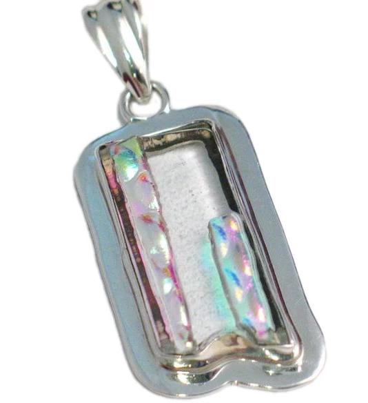 Pendant | Large Sterling Silver City Skyline Dichroic Glass Pendant | Blingschlingers Jewelry