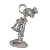 sterling silver 3D phone charm telephone pendant old fashioned vintage stick chatty cathy theme - Blingschlingers Jewelry