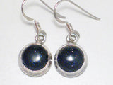 Silver Earrings | Sterling Mystical Dark Blue Goldstone Single Drop Earrings | Womens Discount Fine Jewelry