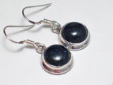 Silver Earrings | Sterling Mystical Dark Blue Goldstone Single Drop Earrings | Womens Discount Fine Jewelry only at Blingschlingers online website
