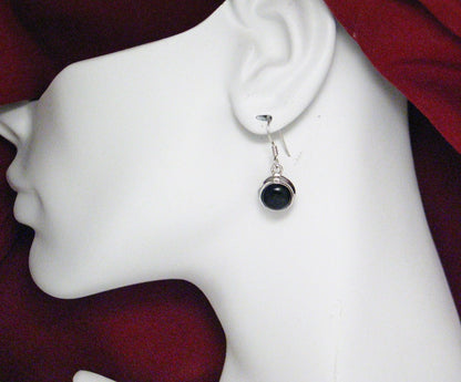 Drop Earrings, Sterling Silver Mystical Dark Blue Goldstone Dangle Earrings