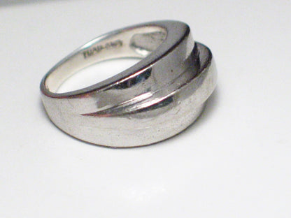 Silver Rings | Silver 11mm Modernist Style Plain Band Ring  7.25 | Discount Estate Jewelry