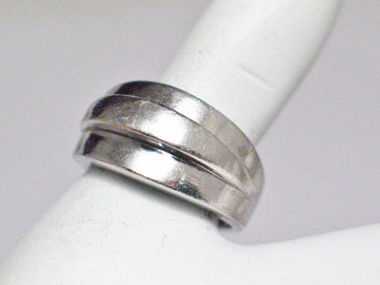 Silver Rings | Silver 11mm Modernist Style Plain Band Ring  7.25 | Discount Estate Jewelry