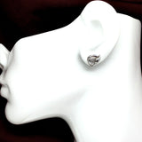 Earrings Womens Sterling Silver Fancy Wave Design Rose Quartz Stone Earrings