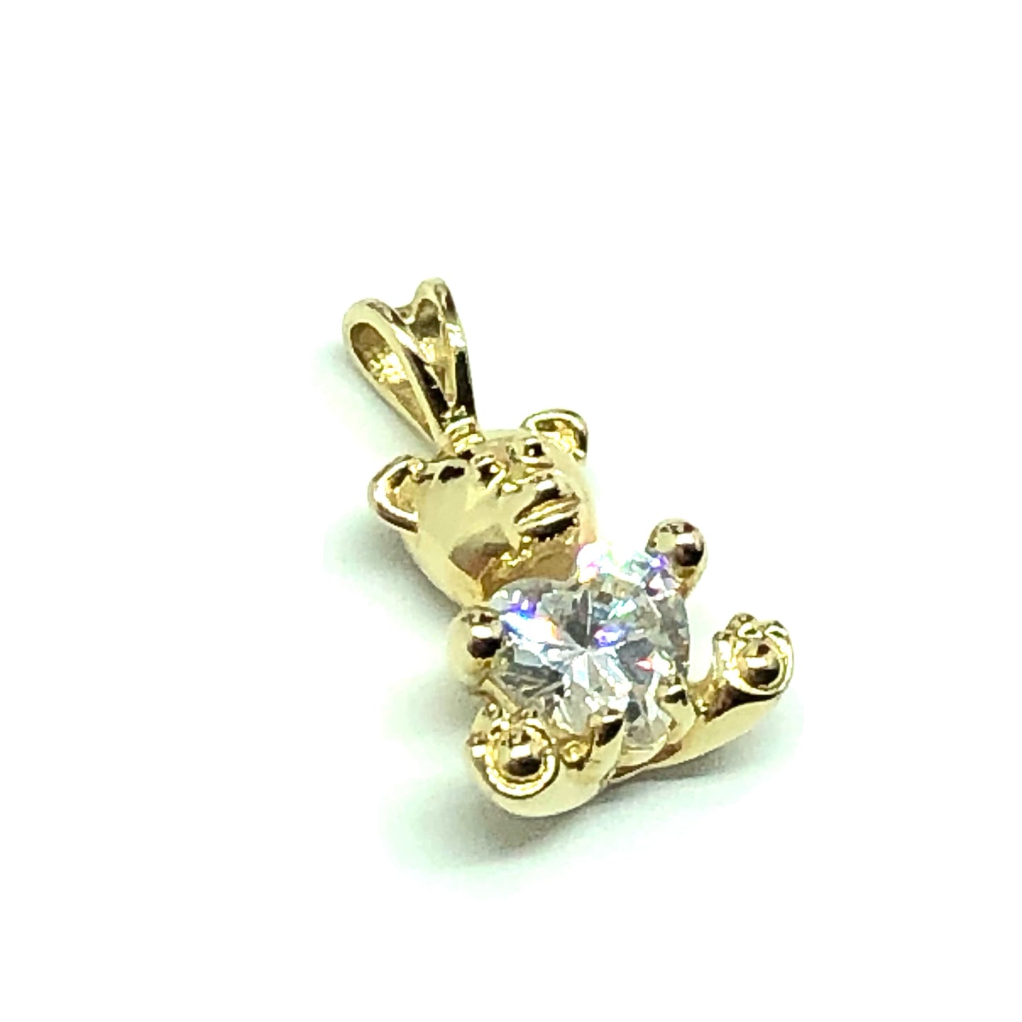 925 Silver Charm 3-D Golden Teddy Bear Pendant | Birthstone Jewelry