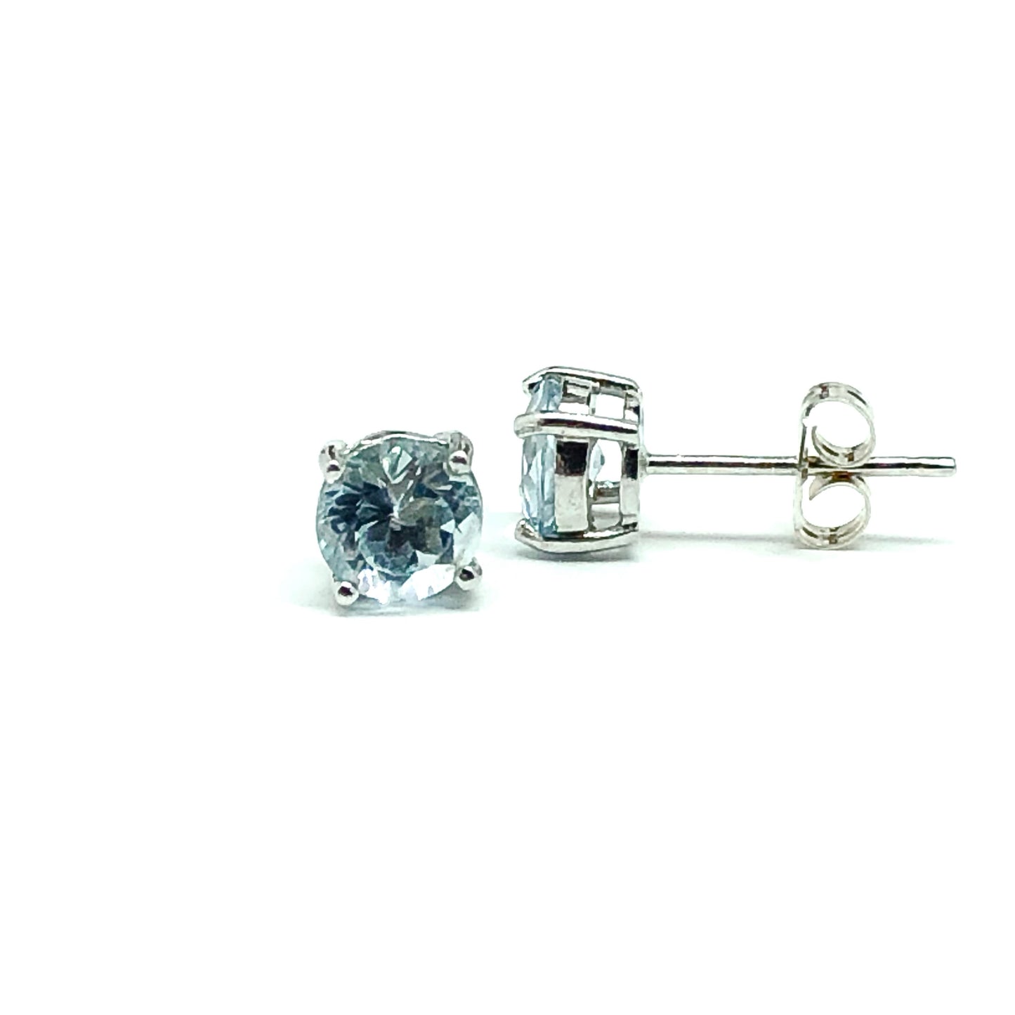 Jewelry - Unisex Sterling Silver December Light Blue Topaz Gemstone Stud Earrings