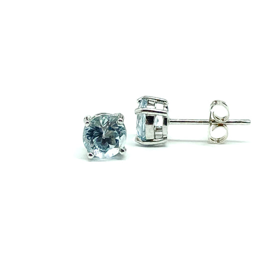 Jewelry - Unisex Sterling Silver December Light Blue Topaz Gemstone Stud Earrings - Blingschlingers USA