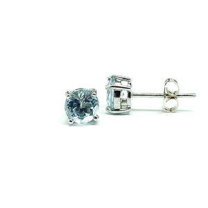 Earrings | Sterling Silver December Birthstone Blue Topaz Stud Earrings | Fine Jewelry