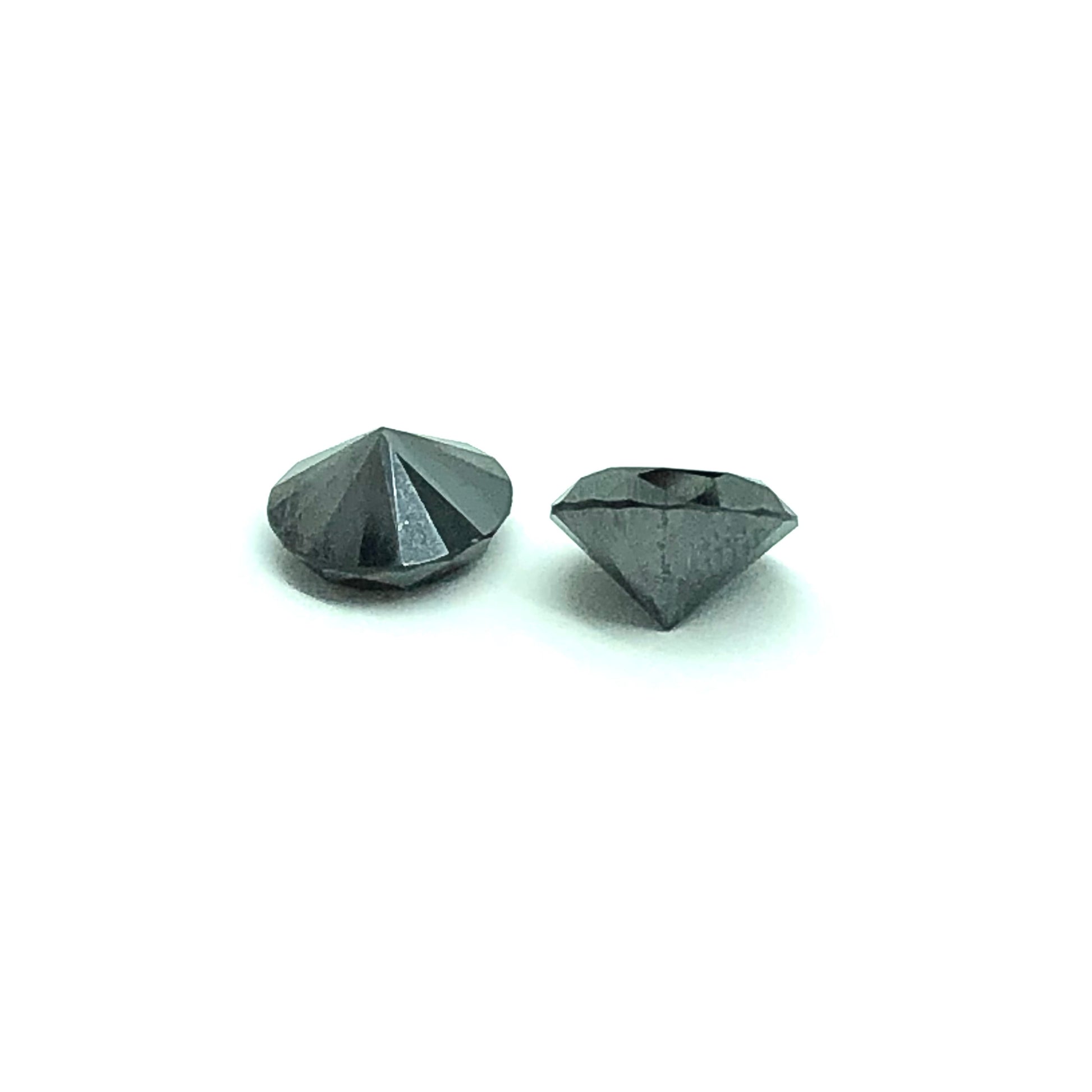 Matched Pair 8.1mm Round Black Diamond Simulant Loose Stones