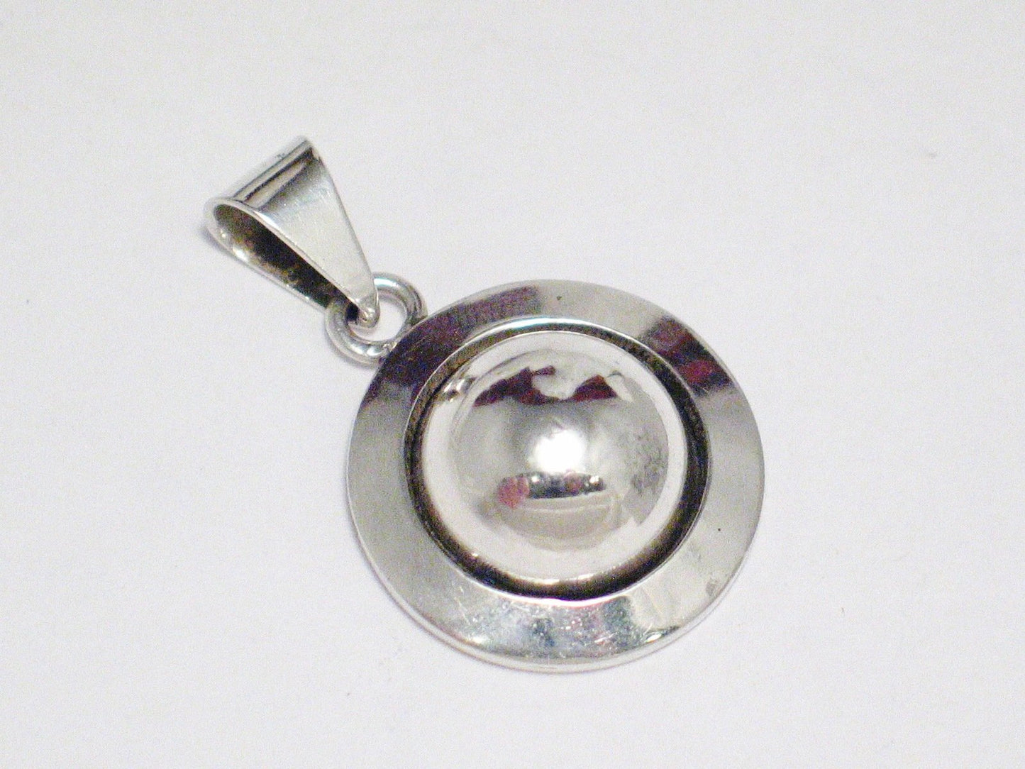 Used Jewelry Pendant | Mens Womens Sterling Silver Modern Feng-Shui Dome Halo Pendant