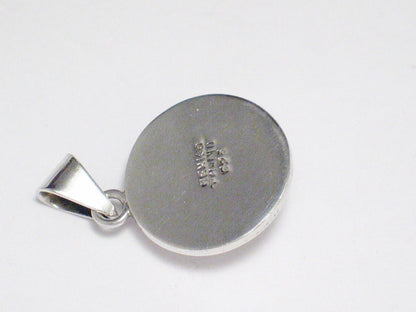 Sterling Silver Pendant, Modernist Style Dome Halo Design Circle Pendant