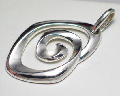 Silver Pendants | Sterling Modernist Spiral Design Pendant | Best priced Estate Jewelry online at Blingschlingers.com website
