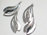 Silver Earrings | Womens Sterling Flirty Wavy Feather Design Dangle Earrings | Estate Jewelry Website