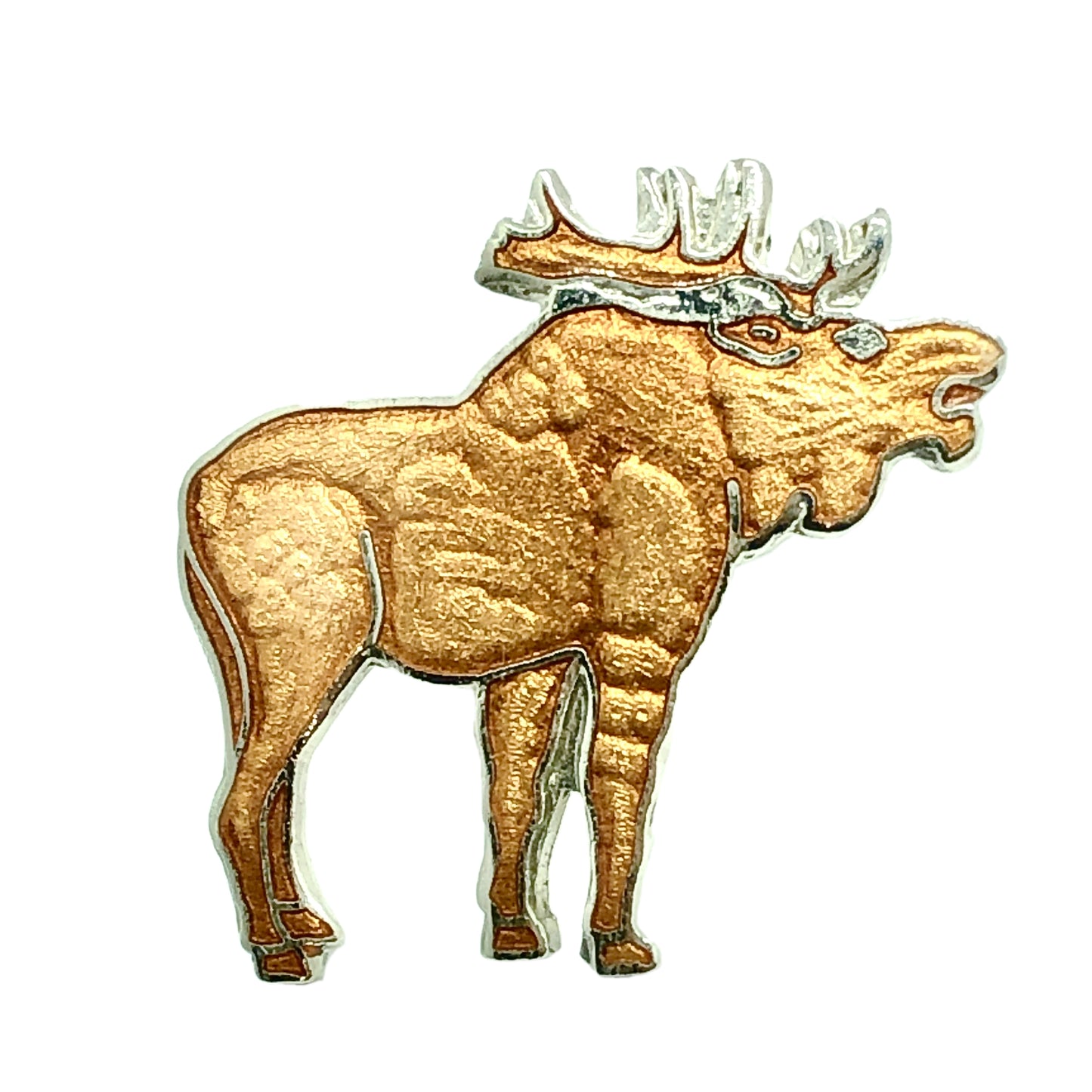 Brooches & Lapel Pins | Vintage Shimmery Brown Enamel Moose Tie Tack, Lapel Pin, Brooch | Discount Estate Jewelry at Blingschlingers