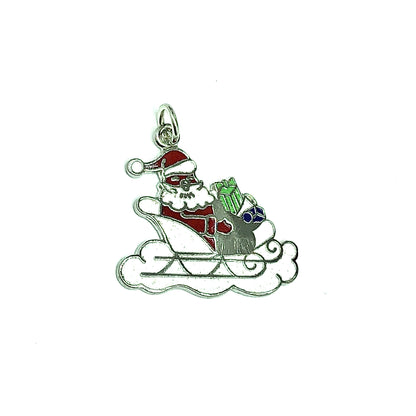 Holiday Jewelry Sterling Silver Santa Claus Christmas Charm Pendant