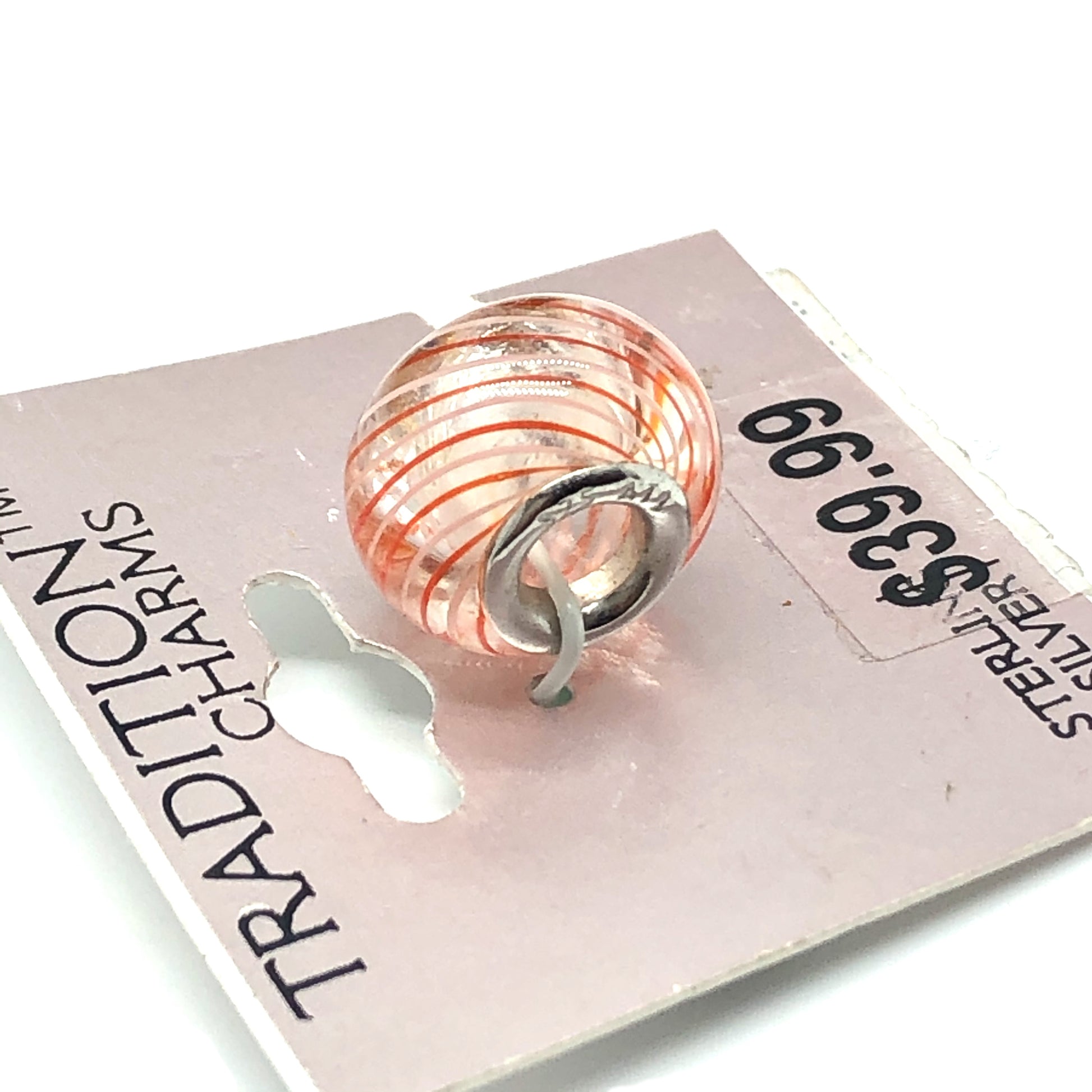 Jewelry | Womens Sterling Silver Fiery Orange Peppermint Pinstripe European Style Bead Charm - Blingschlingers Jewelry USA