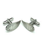 Cufflinks Sterling Silver Paisley Design Brushed Diamond Cut Bullet Back Cufflinks 