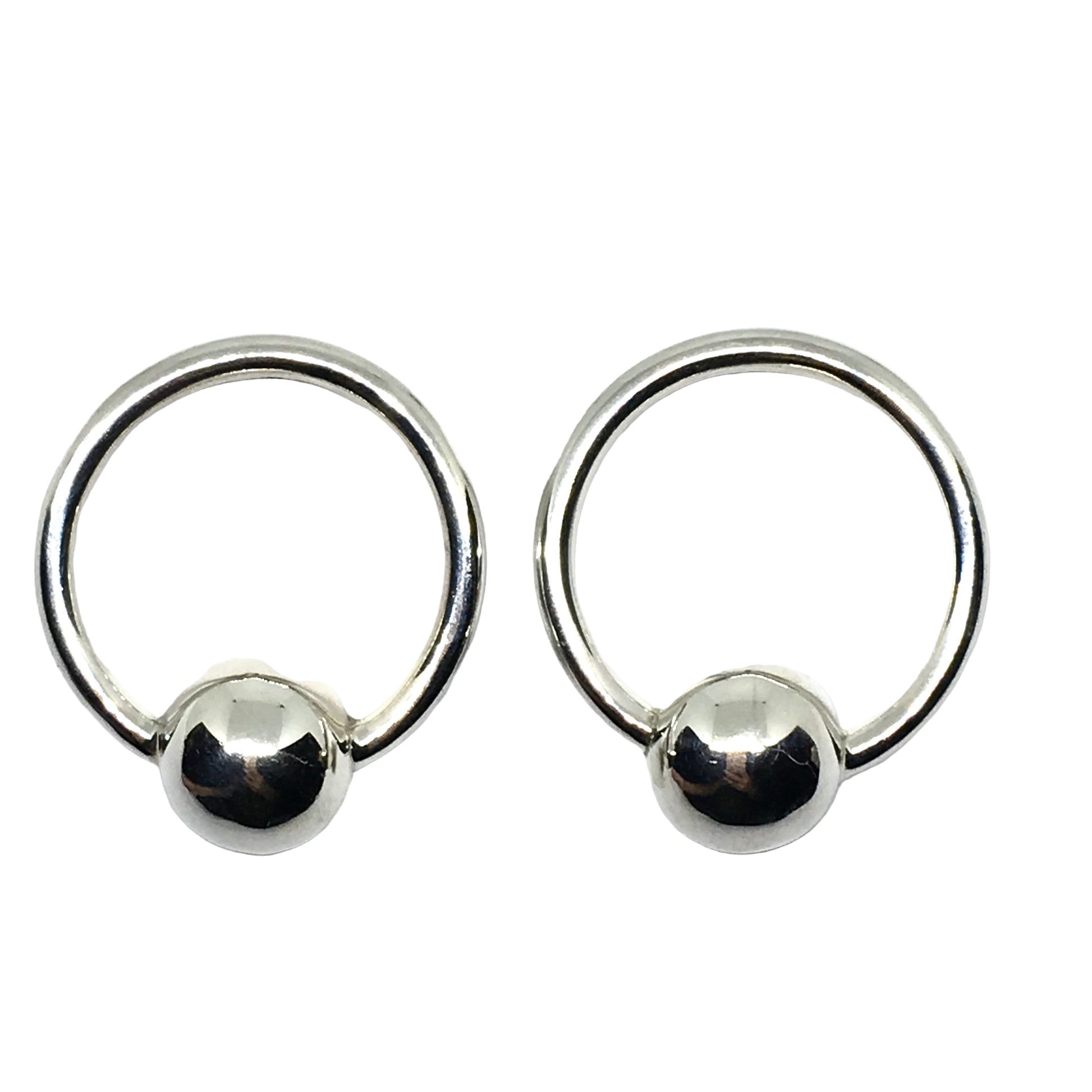 Earrings - 80s Power Jewelry - Sterling Silver Circle Hoop Design Drop Earrings
