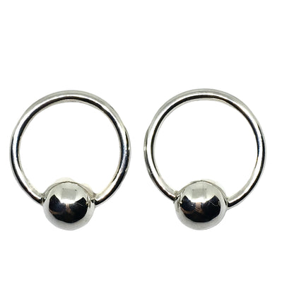 Earrings - 80s Power Jewelry - Sterling Silver Circle Hoop Design Drop Earrings