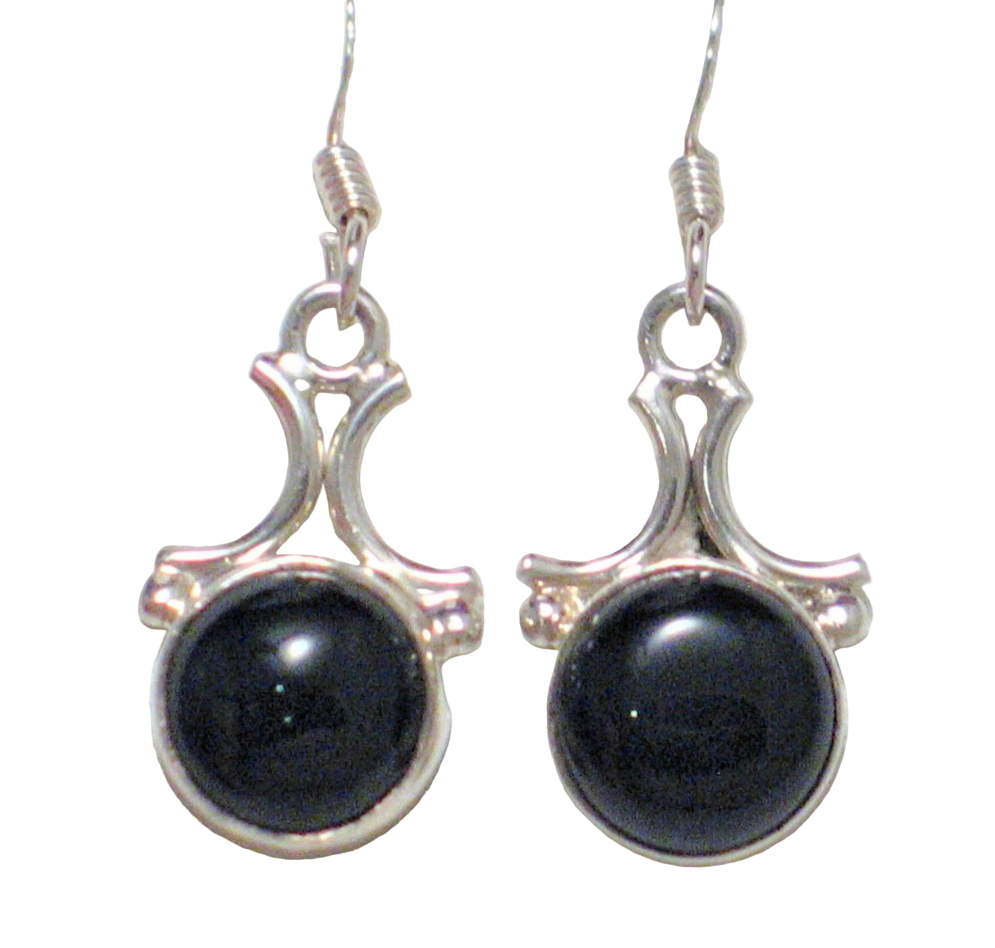 Earrings Women's Sterling Silver Dazzling Black Onyx Stone Dangle Earrings