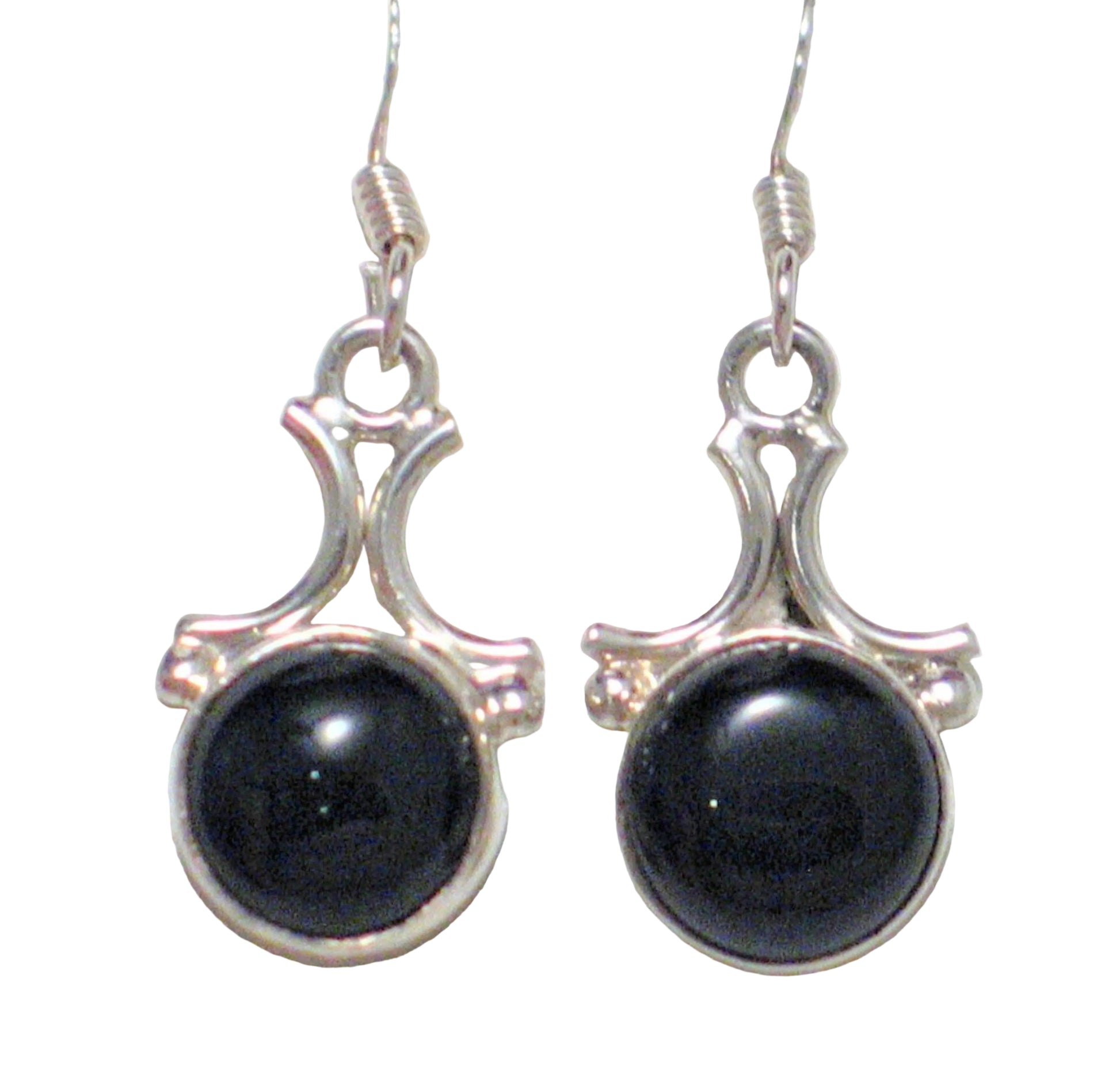 Earrings Women's Sterling Silver Dazzling Black Onyx Stone Dangle Earrings
