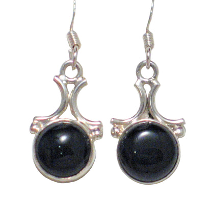 Earrings Women's Sterling Silver Dazzling Black Onyx Stone Dangle Earrings