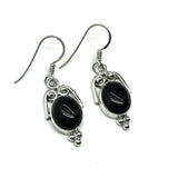 Sterling Silver Black Onyx Stone Dangle Earrings