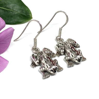 Jewelry > Earrings > Womens Sterling Silver Unique Frog Inspired Dangle Earrings | Blingschlingers  Jewelry
