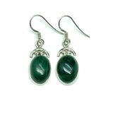 Womens Oval Sterling Silver Green Malachite Stone Dangle Earrings | Discover Savings on Overstock Fine Fashion Jewelry