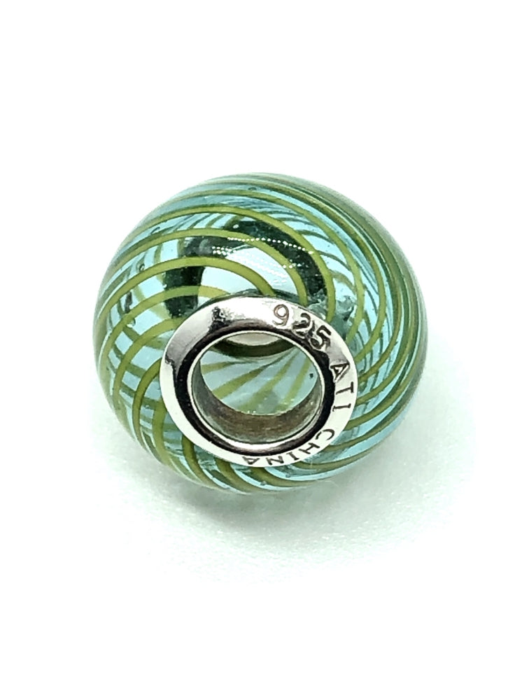 Bracelet Charms Earring Charms Sterling Silver Sea Green Festoon Glass Lot of 3 | Women Fine Jewelry