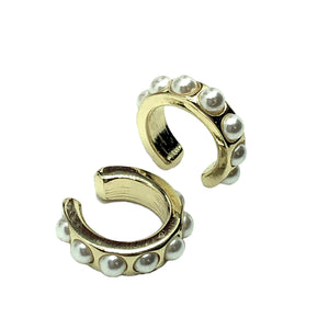 Body Jewelry | 3 Assorted 2 Gold Pearl Studded & 1 Sleek Plain Design Ear cuffs 